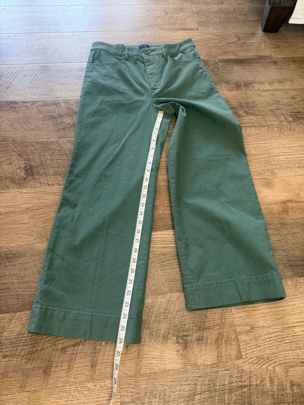 NWT J.Crew Ella Pant Wide Leg Olive Green Linen Blend Size 27
